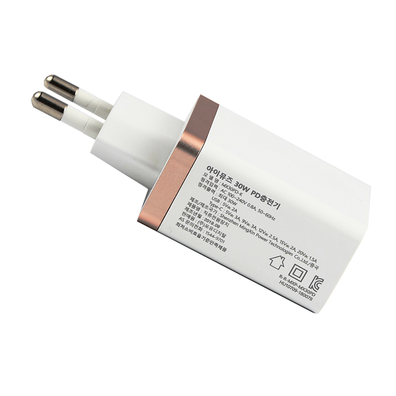 30WPD充電器過(guò)KC認(rèn)證 TYPE-C+USB2.0兩口5V3A 9v3a 12V2.5A 15V2A 20V1.5A